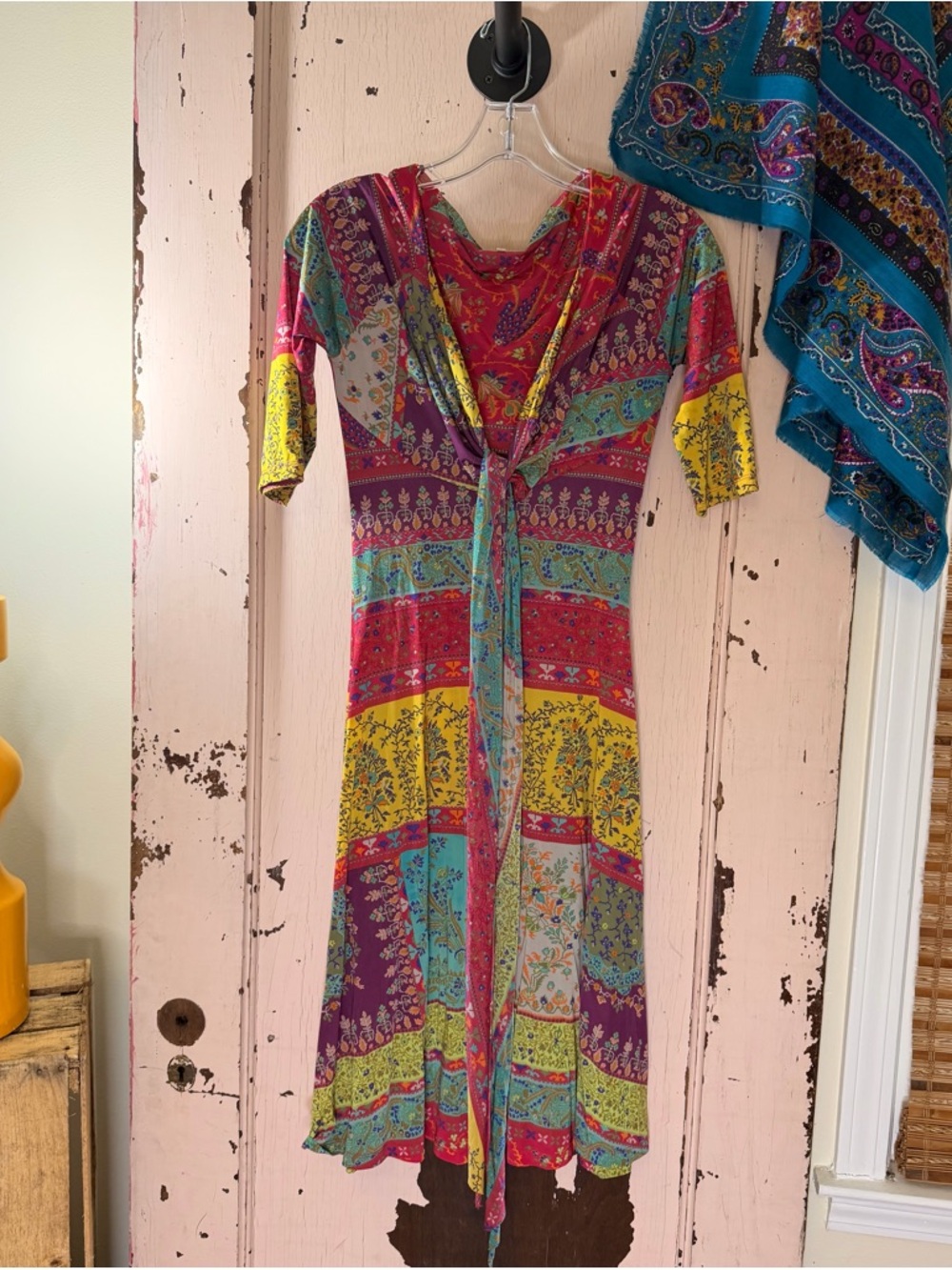 Etro Pink Paisley Midi Dress 3/4 Sleeve